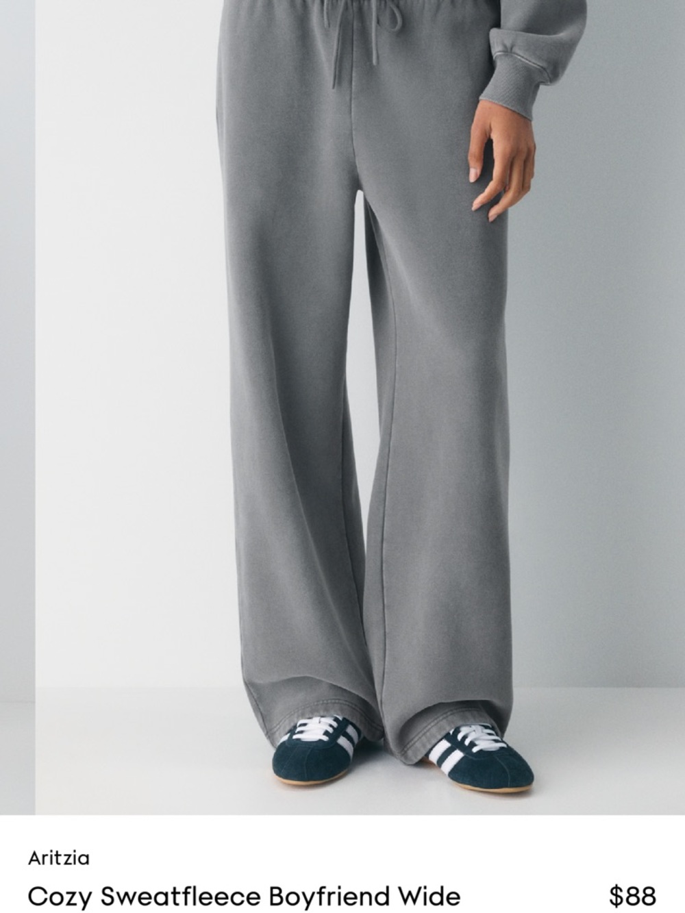 Aritzia Cozy Sweatfleece Wide-Leg Pants - Gray
